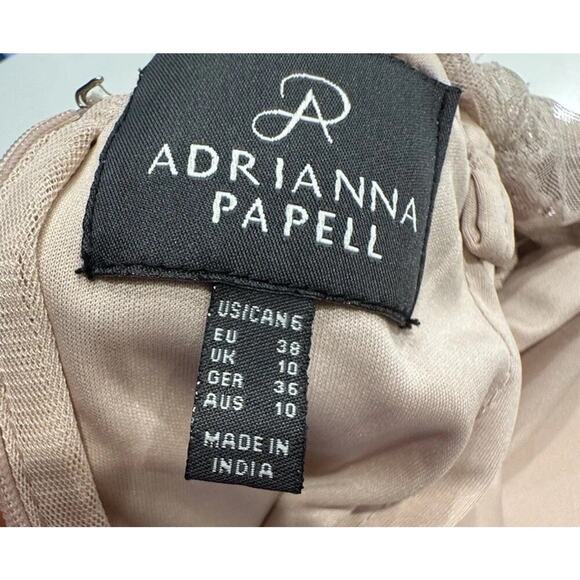 Adrianna Papell Hand Beaded Floral Godet Gown Women’s Mermaid Tulle Sequin Glam - Picture 11 of 15